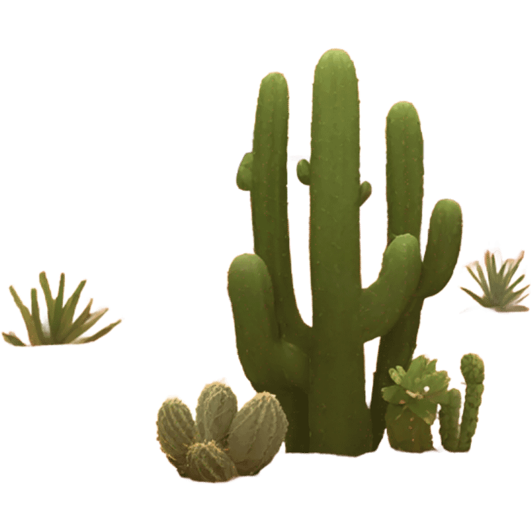 Generate an emoji of a desert landscape with sand dunes, a glowing sunset in the background, and a cactus in the foreground. Use warm oranges, yellows, and reds to create a dramatic and aesthetic desert scene. emoji