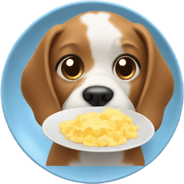 Dog holding plate of scrambled eggs emoji