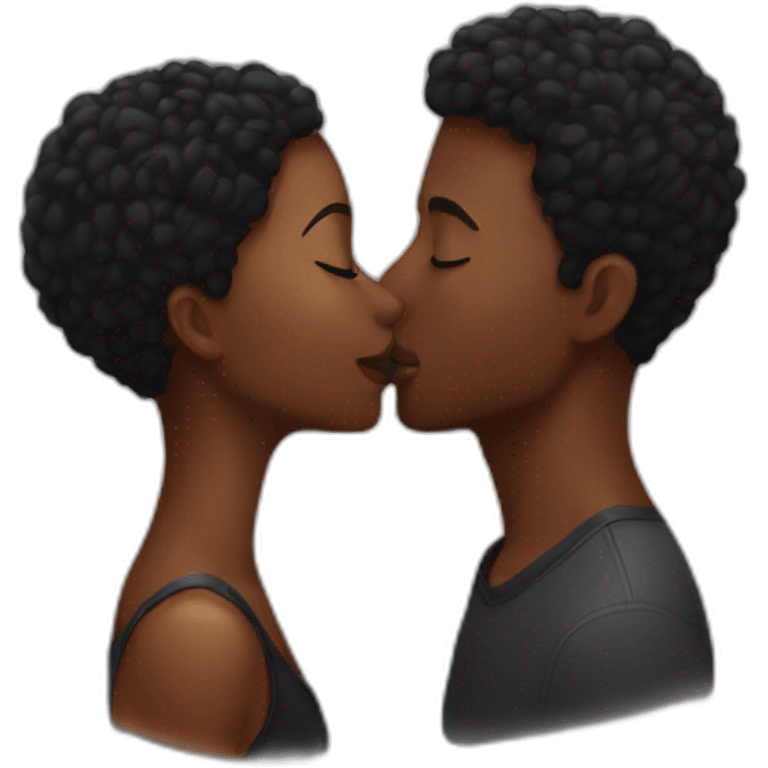 Black people kissing emoji