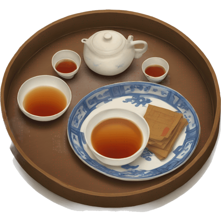 chinese tray with tea emoji