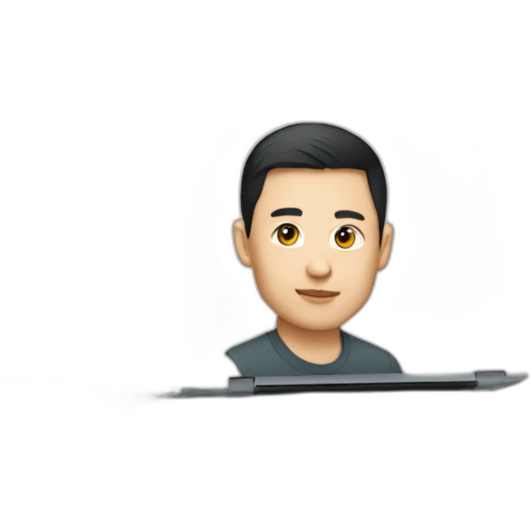 Young Kazakh designer laptop emoji