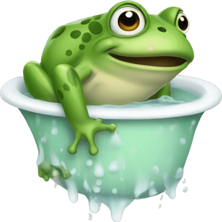 Frog taking a bath emoji