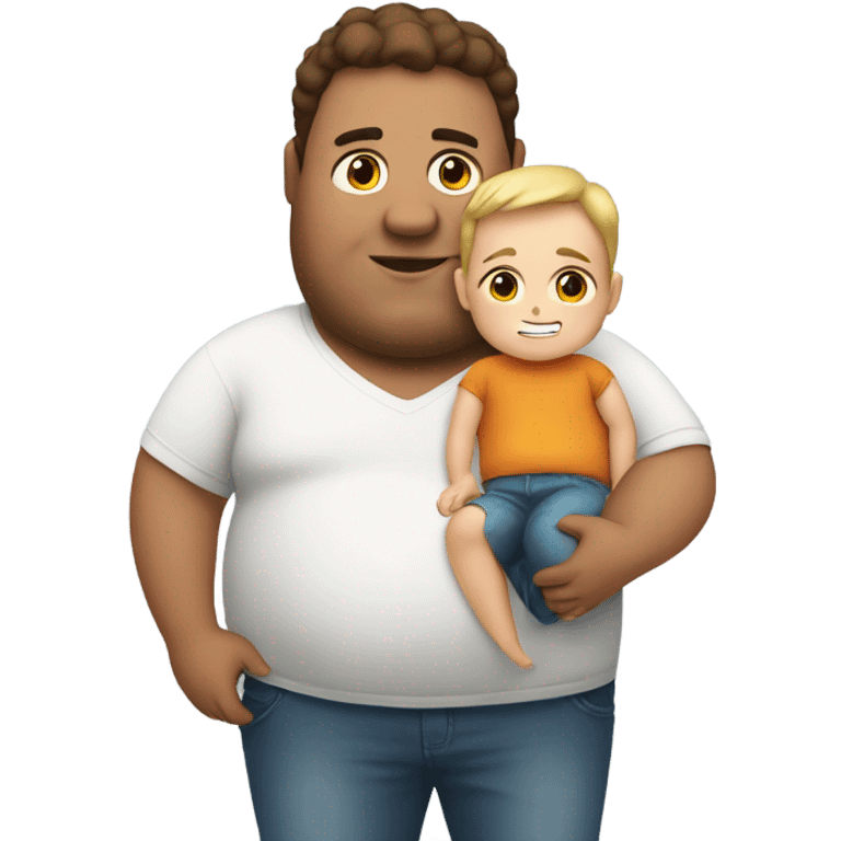 overweight guy holding a kid emoji