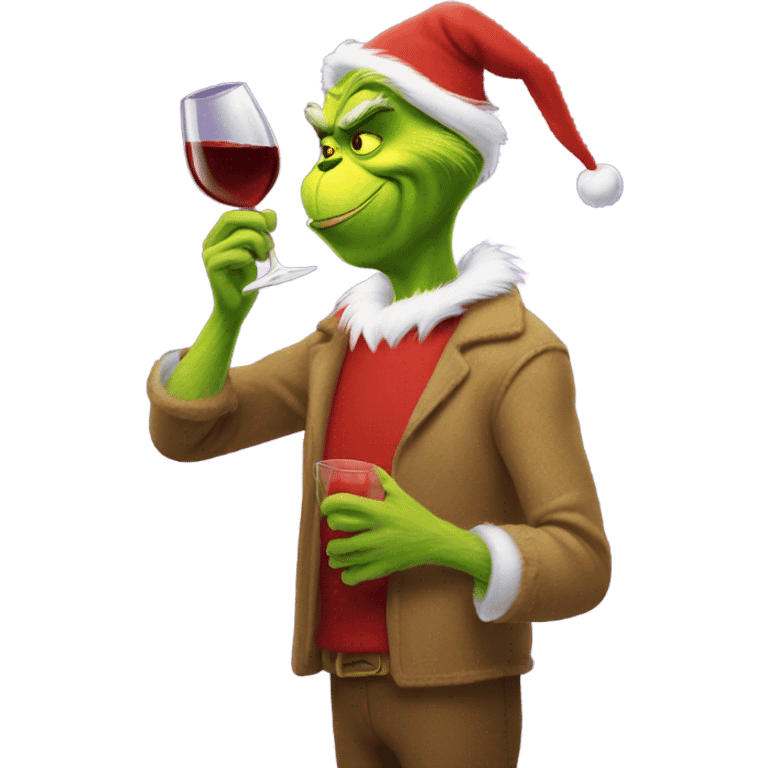 the grinch drinking wine emoji