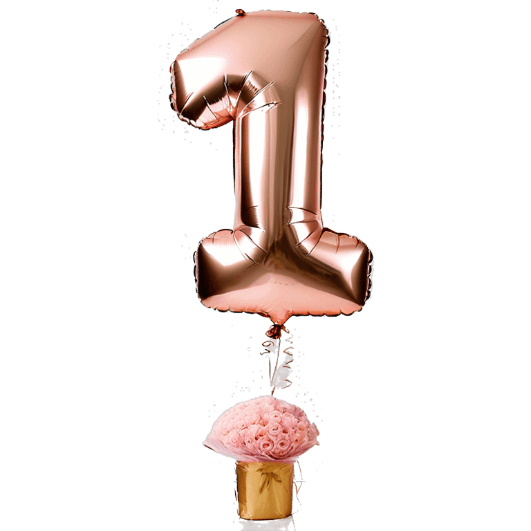 first birthday rose gold number ONE foil balloon  emoji