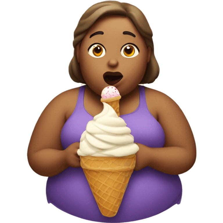 Fat lady eating an icecream emoji