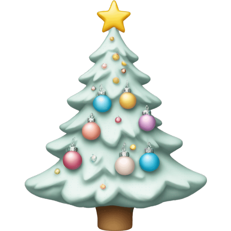 White Christmas tree with pastel decorations emoji