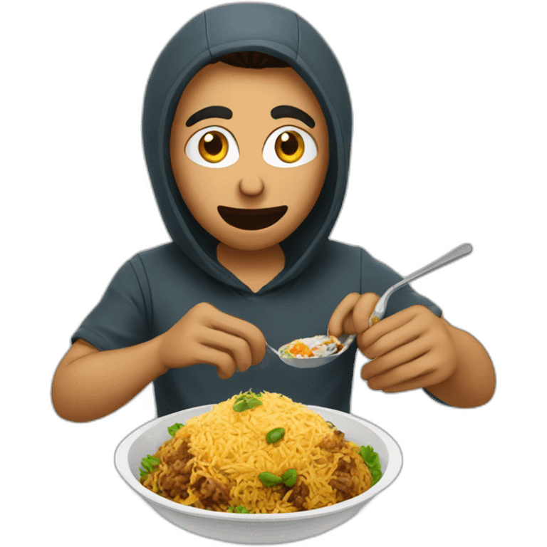 hacker eating biryani and coding emoji