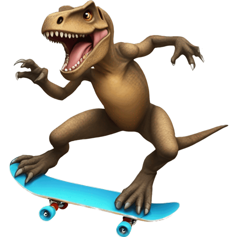 Trex doing a kick flip on a skateboard  emoji