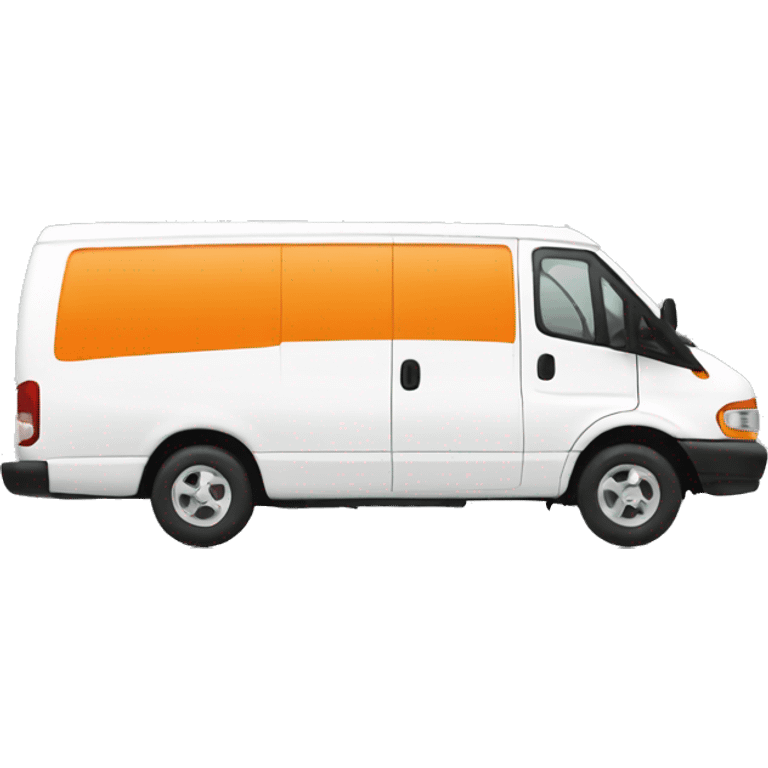 White transit van with orange  emoji