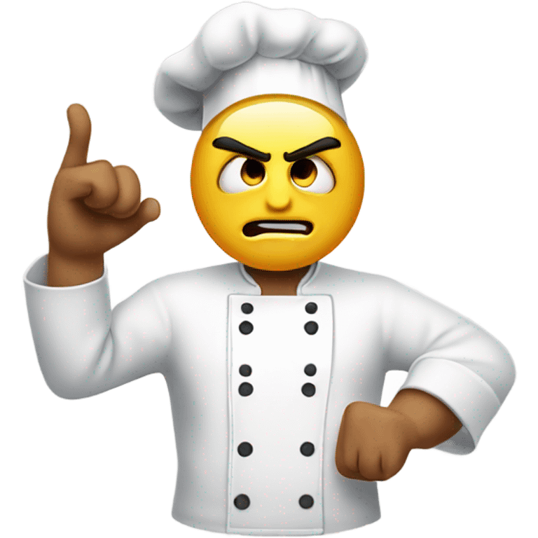 Angry emoji face with chef hat and Italian hand gesture emoji