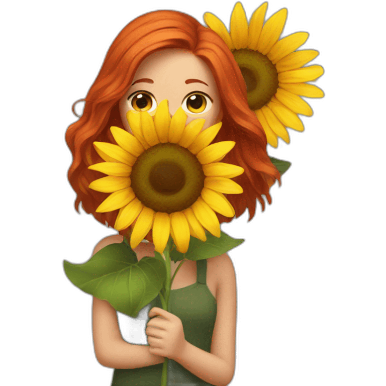 red-haired girl with a sunflower emoji