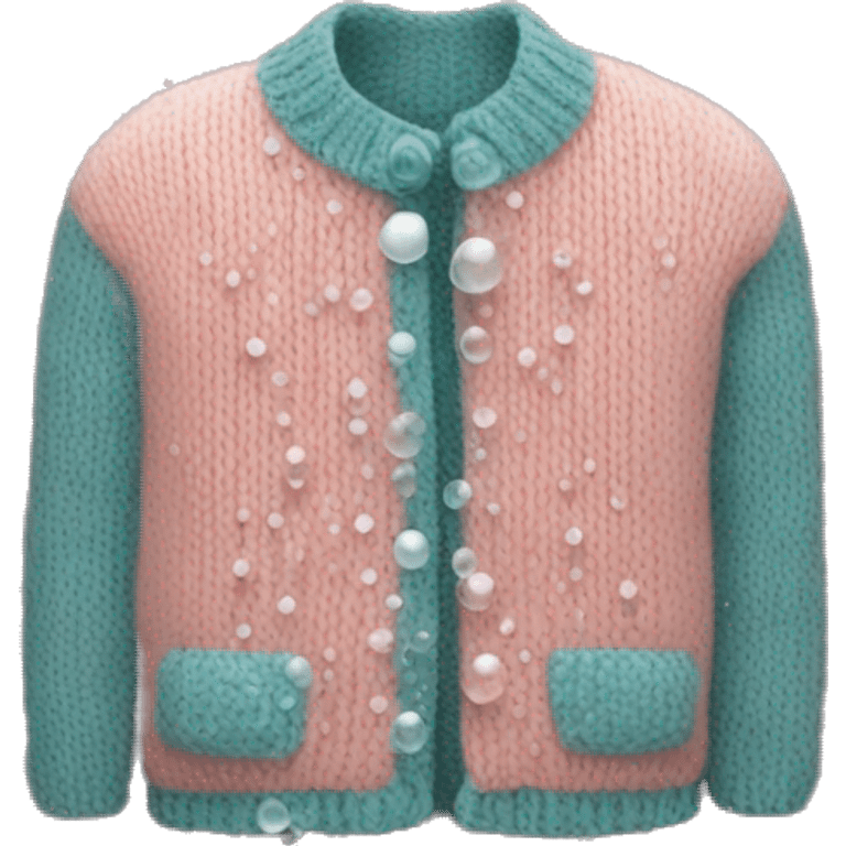 knitted jacket with bubbles emoji