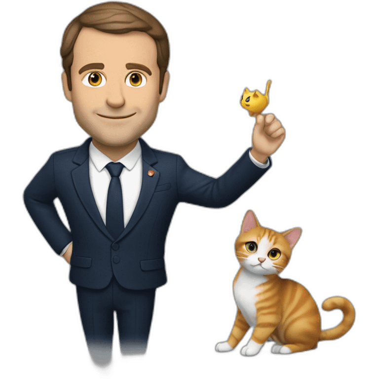 Macron avec un chat emoji