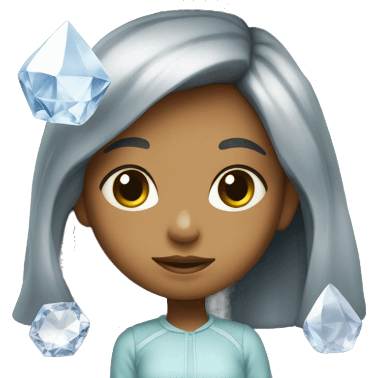 tiny girl with crystal emoji