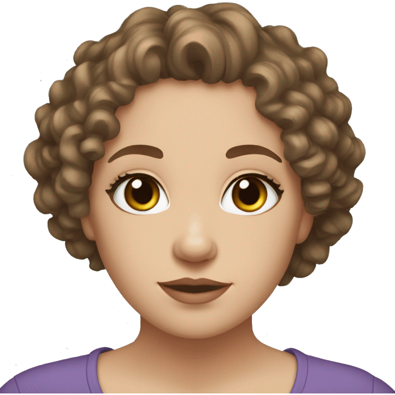 white plus size girl silver eyes curly short brown hair  emoji