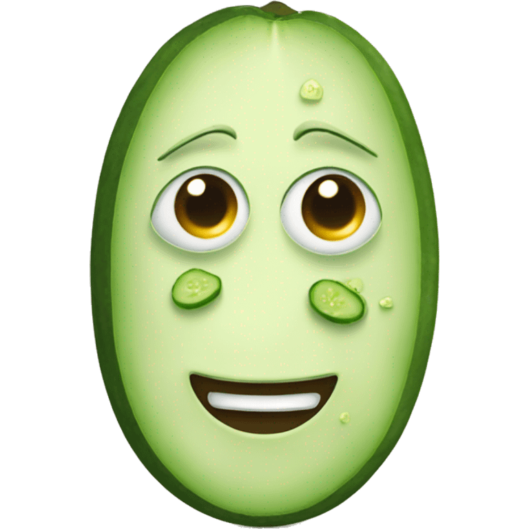 emoji with piece of cucumber in on eyes emoji