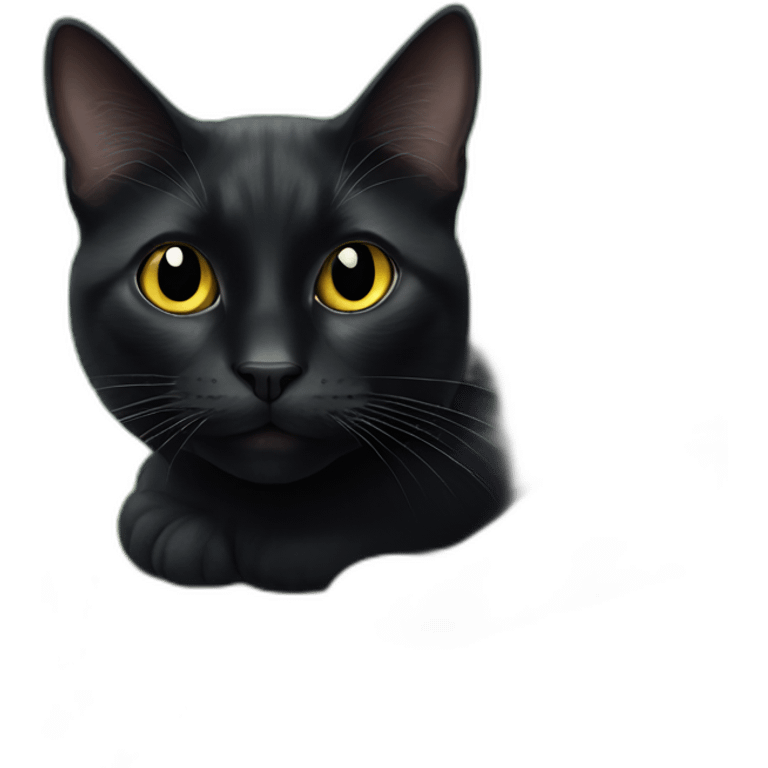 Fantastic black cat with a butterfly emoji