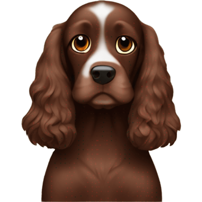 Chocolate brown cocker spaniel with mullet emoji