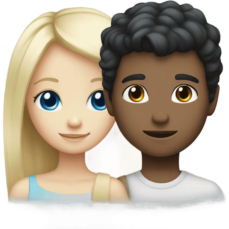 black hair boy and blonde hair blue eyed girl emoji