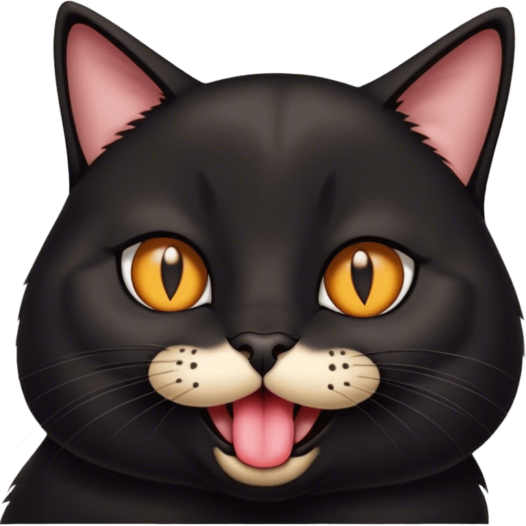 Black cat with tongue sticking out emoji