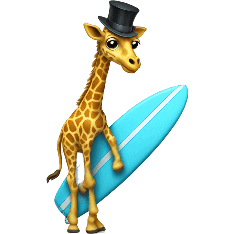 surfing giraffe with a top hat emoji