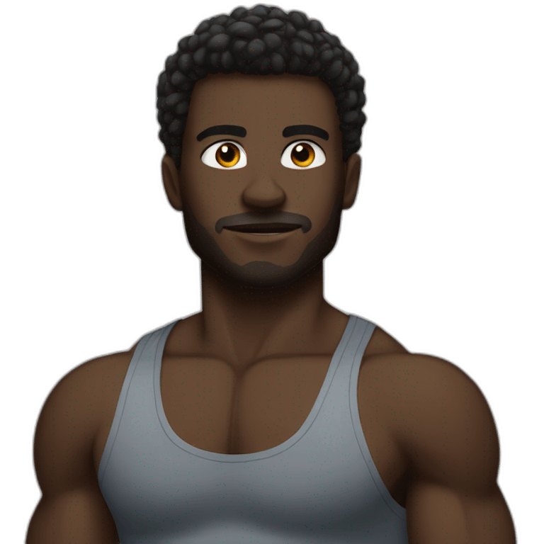 Dark skin gym bro emoji