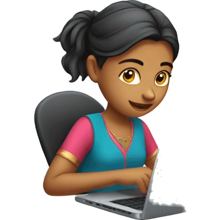 indian girl working on a laptop emoji