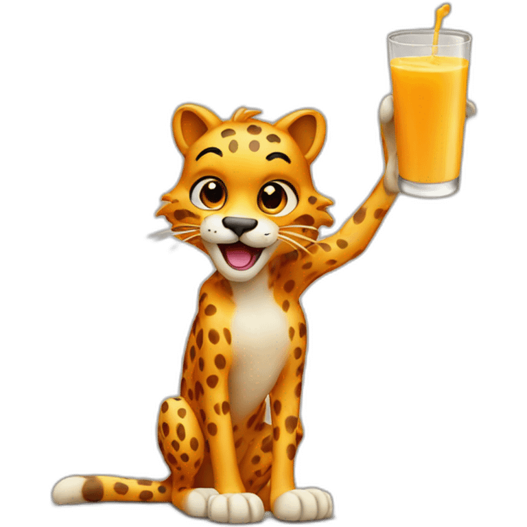 chester cheetah with orange milk emoji