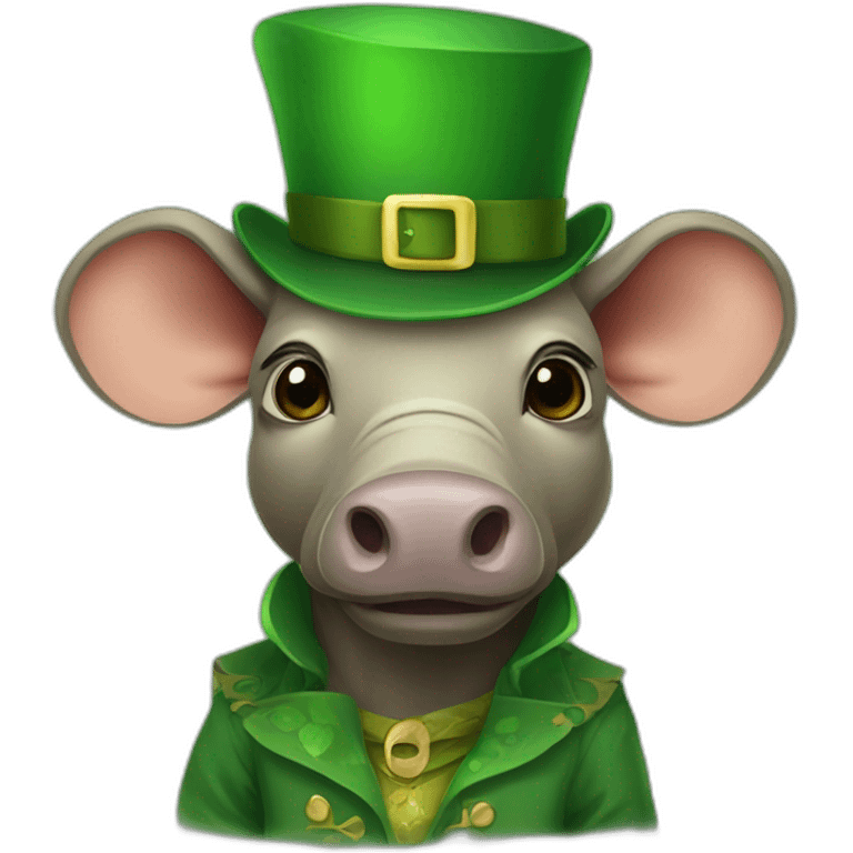 Babirusa wearing leprechaun outfit emoji