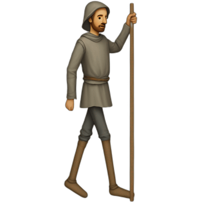 a person walking over stilts on both legs, not using arms, medieval emoji