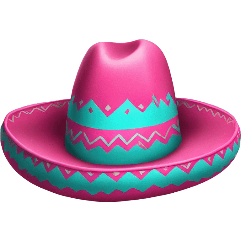 Realistic isolated pink and turquoise  sombrero  emoji