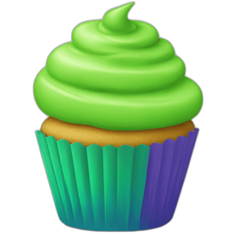 Happy bright green cupcake emoji