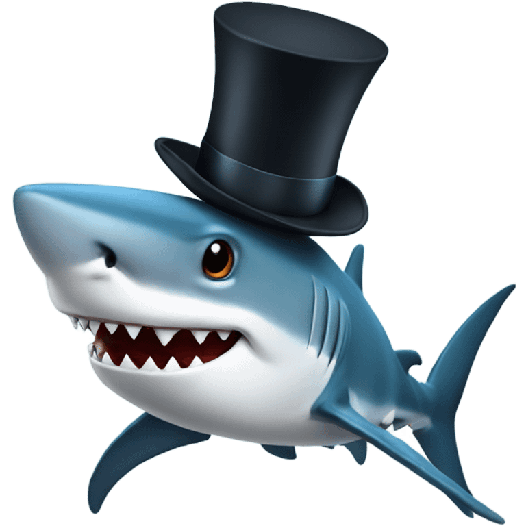 Shark with a top hat emoji