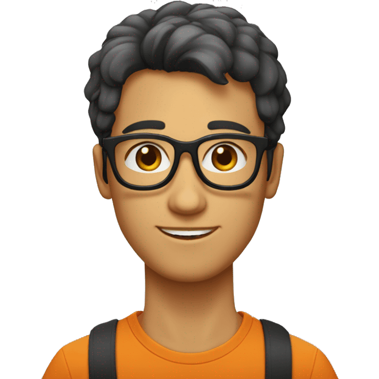 Jeune homme peau orangé  avec lunettes  jerectangulaire et cheveux noir  emoji