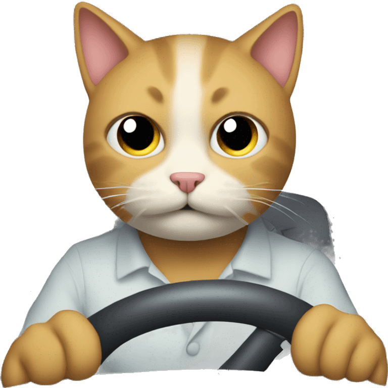 Sad cat driving a car emoji