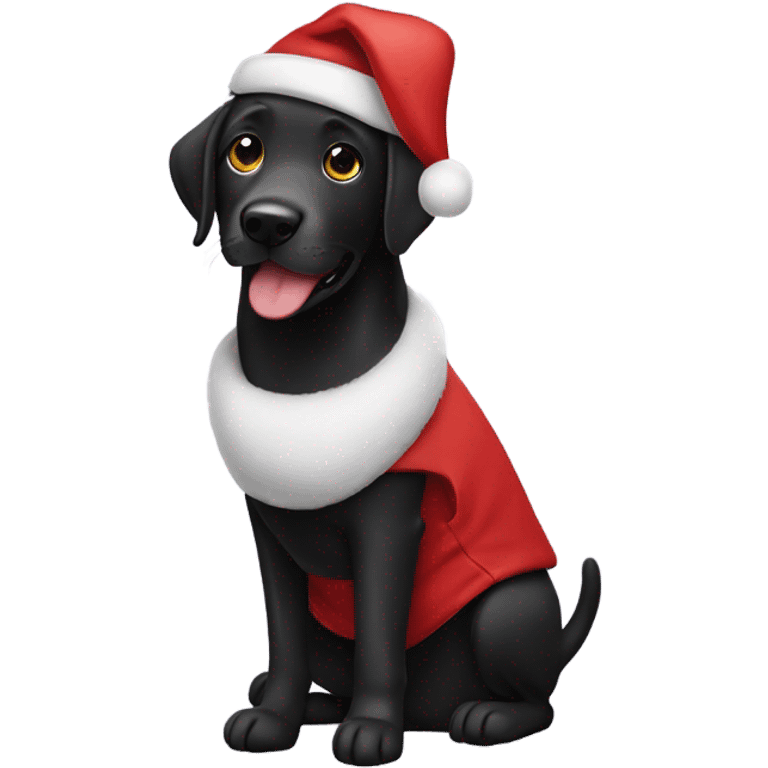 Black lab in Santa outfit emoji