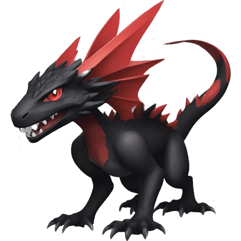 cool edgy black and red Dark-type nargacuga Pokémon full body emoji