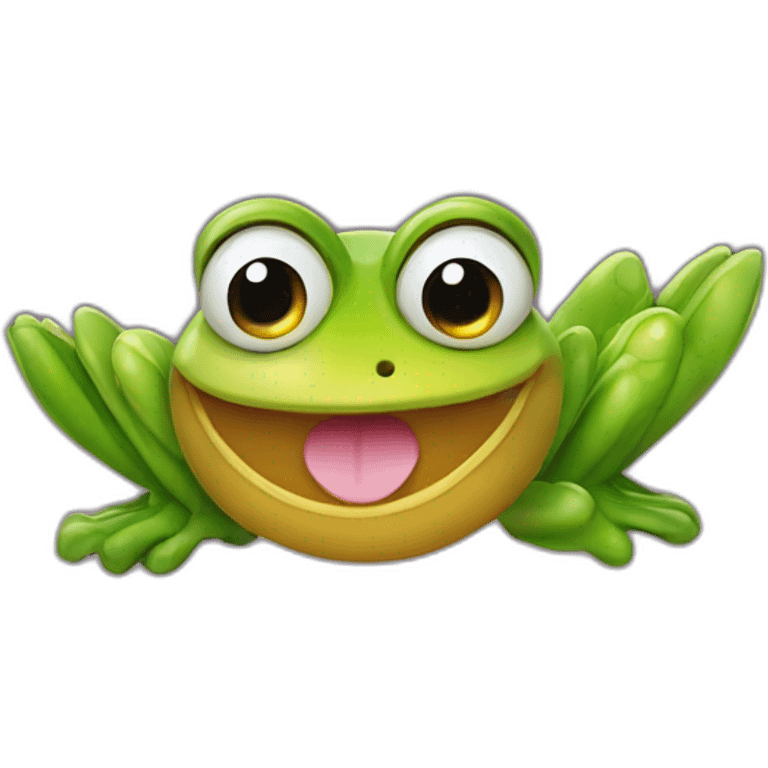 planet Venus with a cartoon smiling frog face with smiling eyes emoji