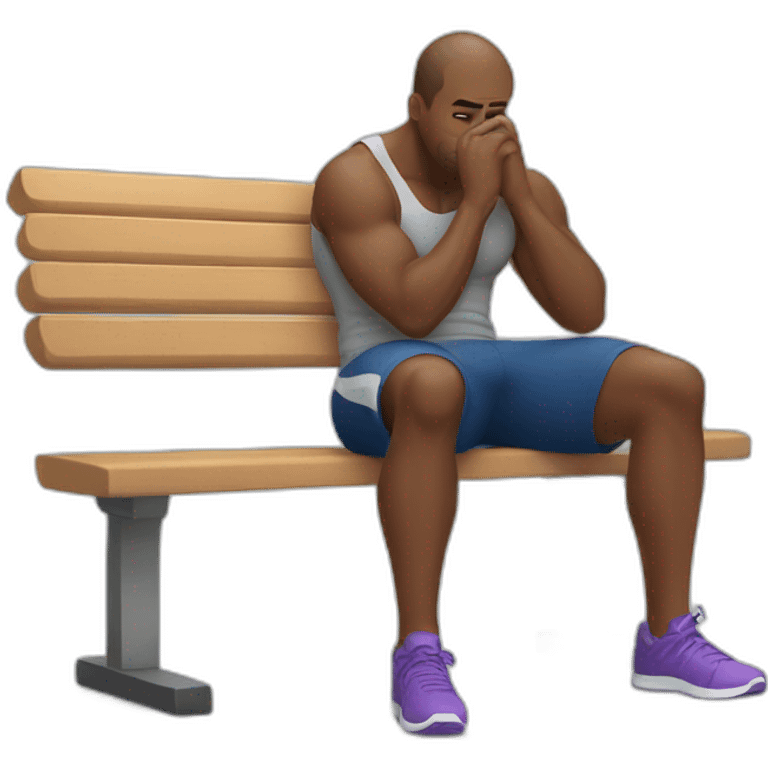 tired guy at the gym sitting on bench emoji