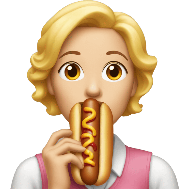 Lady kissing hot dog emoji