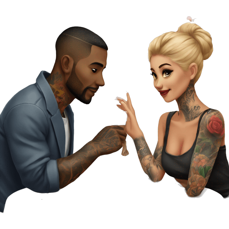 Romantic sushi dinner date for beautiful tattooed couple emoji