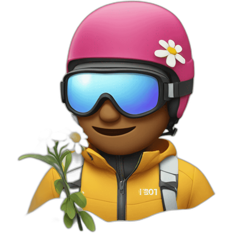 Skier with a flower emoji