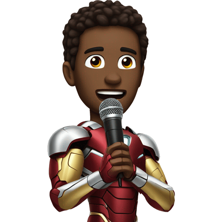 ironman singing with a mic like a meme emoji