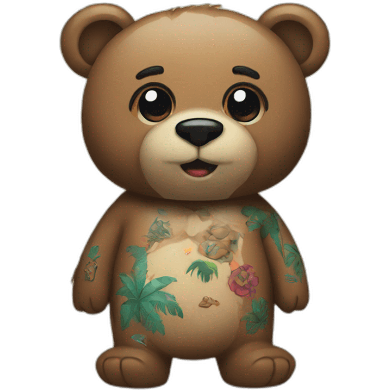 Bear with tattoos on a beach emoji