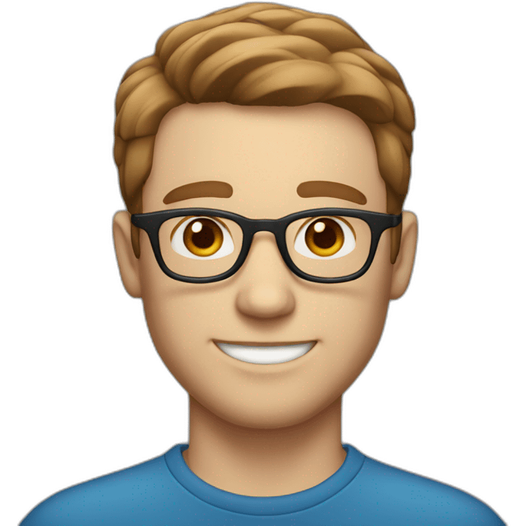 blue eyed man with glasses ligth skinned and brown hair emoji