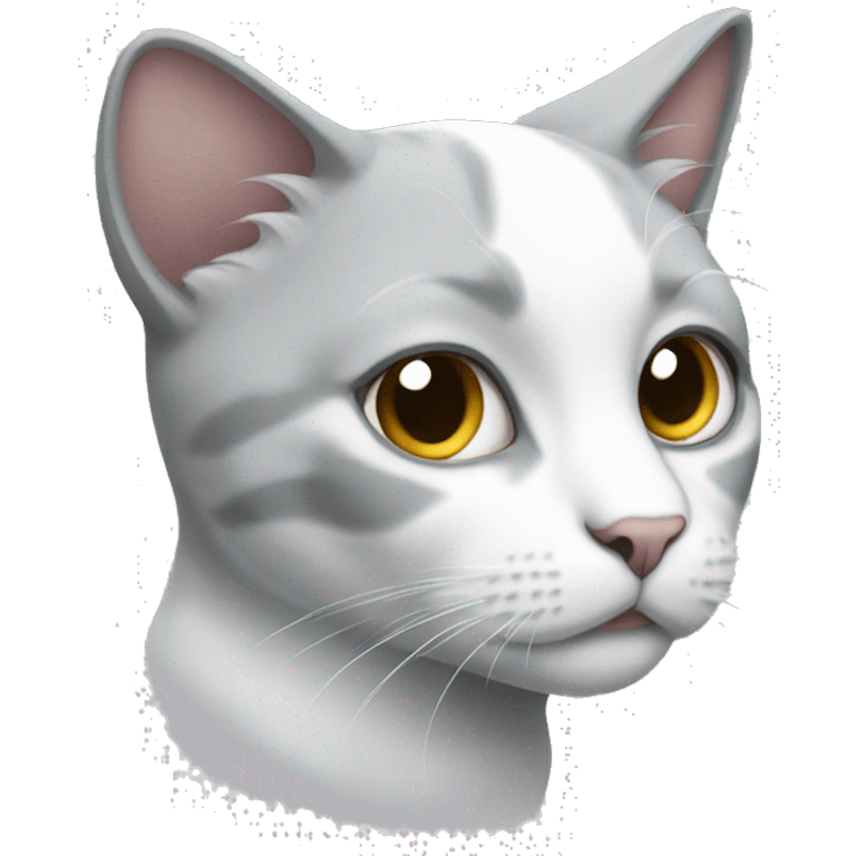 White grey cat looking cute  emoji