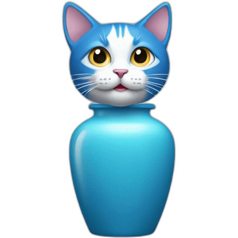 la tête d'un chat qui sort d'un vase bleu emoji