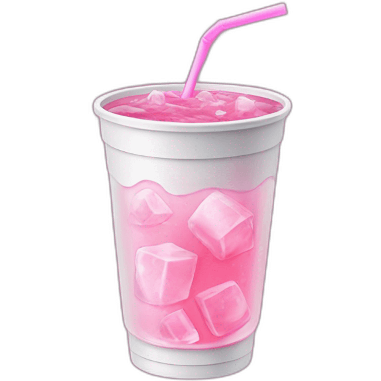 pink drink with ice cubes in a white plastic cup emoji