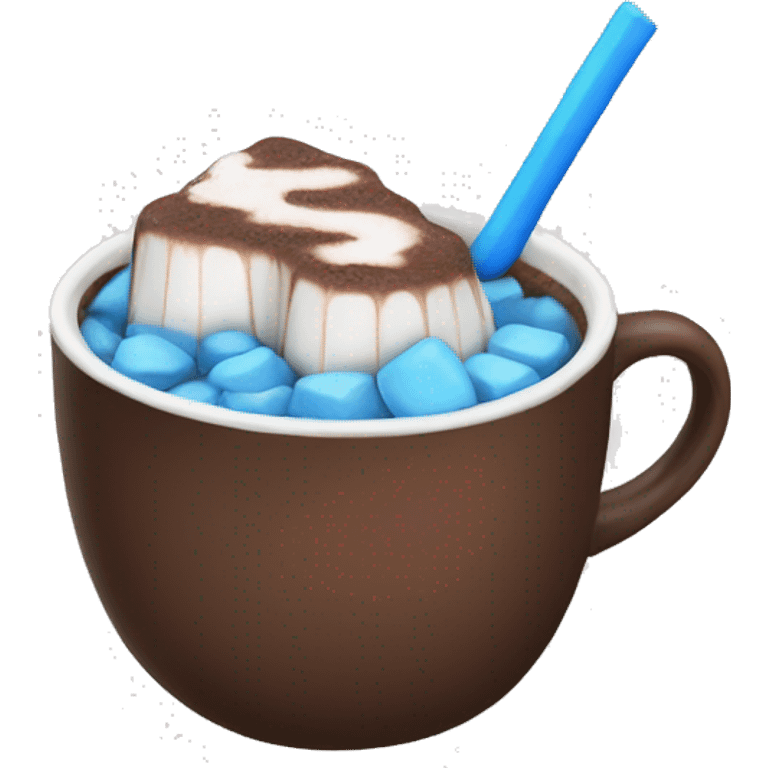 Hot chocolate with blue marshmallows emoji